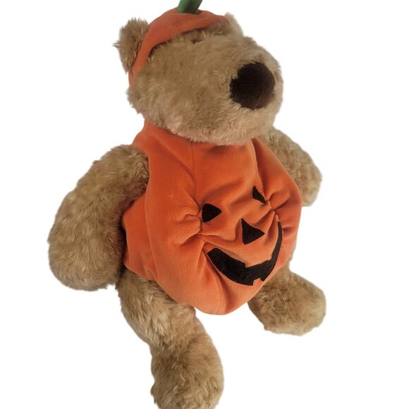 Halloween Pumpkin Bear Plush Stuffed Animal Brown Tan 16" Pottery Barn RARE - Picture 5 of 13